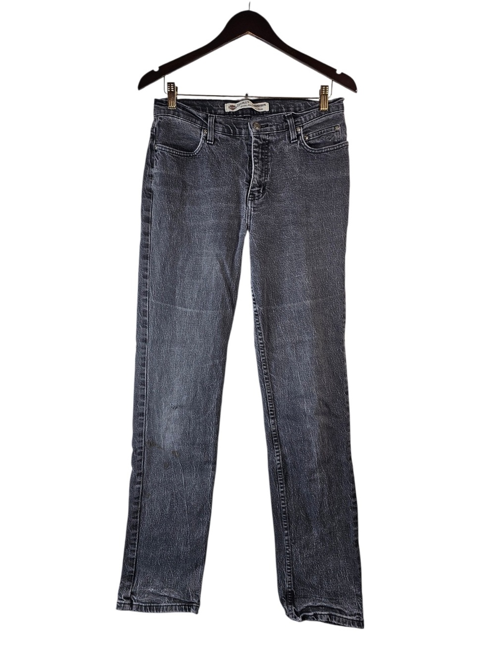 Harley Davidson Womens 10 Long Black Straight Leg Denim Jeans Y2K Canada